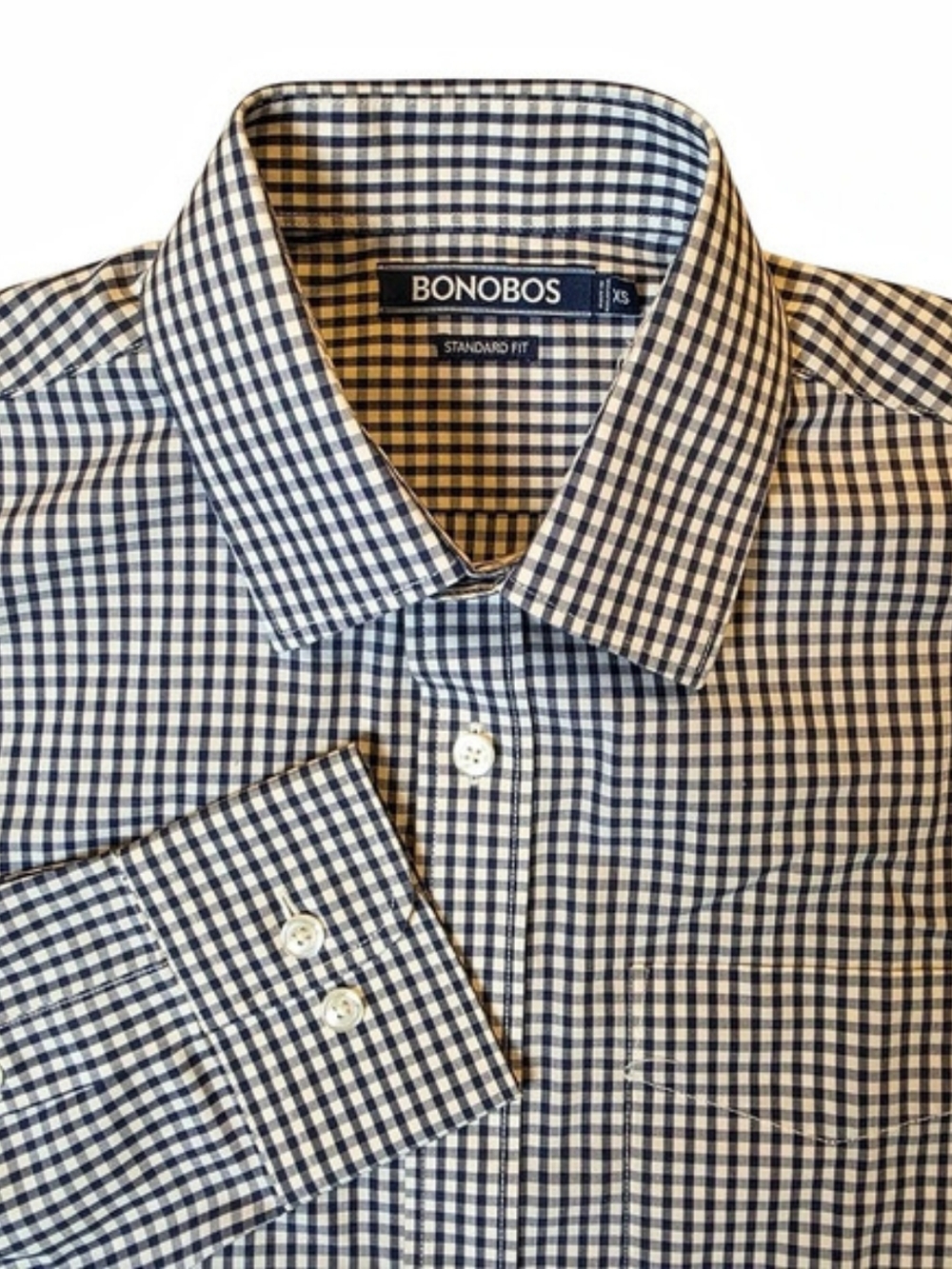 Bonobos Standard Fit Gingham Button Down in Black & White XS Preppy Classic